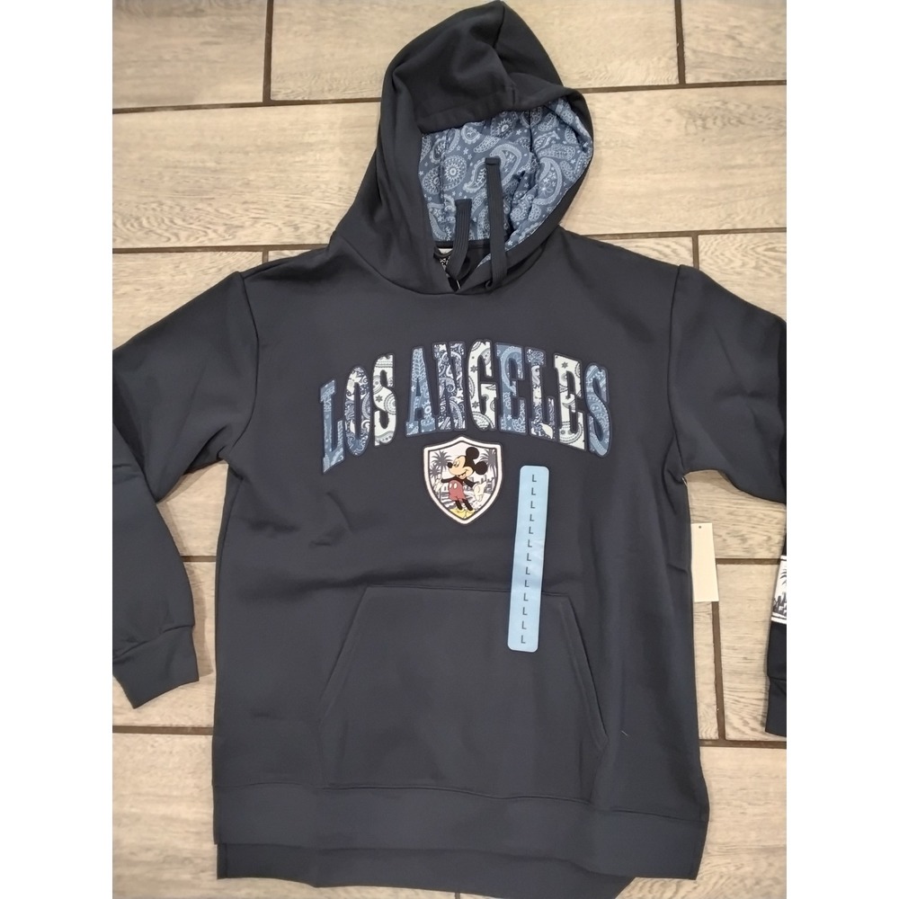 Disney Mickey Mouse Los Angeles Hoodie Navy Paisley Lined Sweatshirt MYSJZD1 L